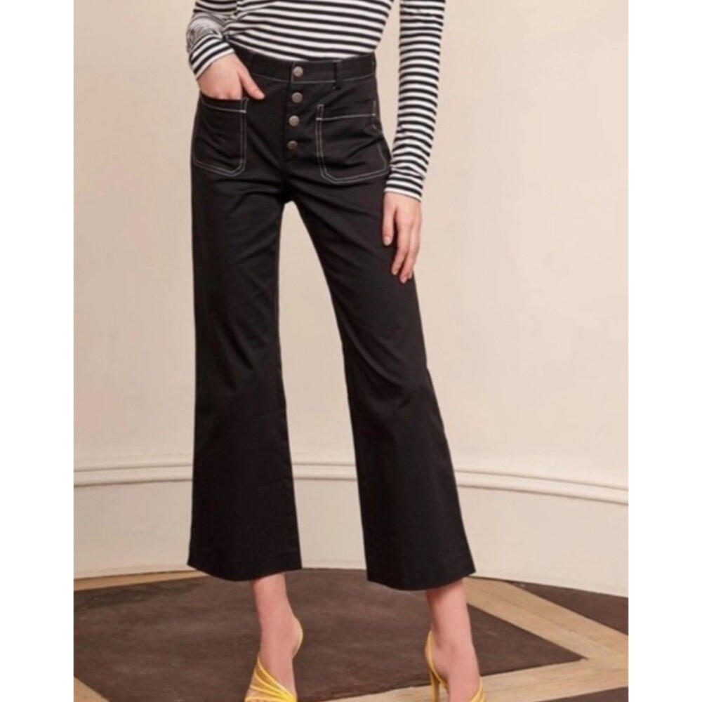 La Ligne Jeanie Crop Pants Black With White Stitching Size 0 Cotton